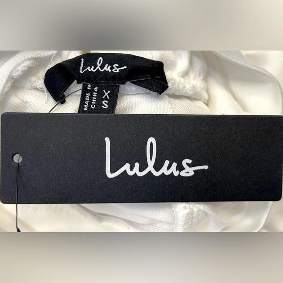 NWT Lulus Classic Elegance White Satin Sleeveless Mock Neck Mini Dress, Size XS - Picture 11 of 15